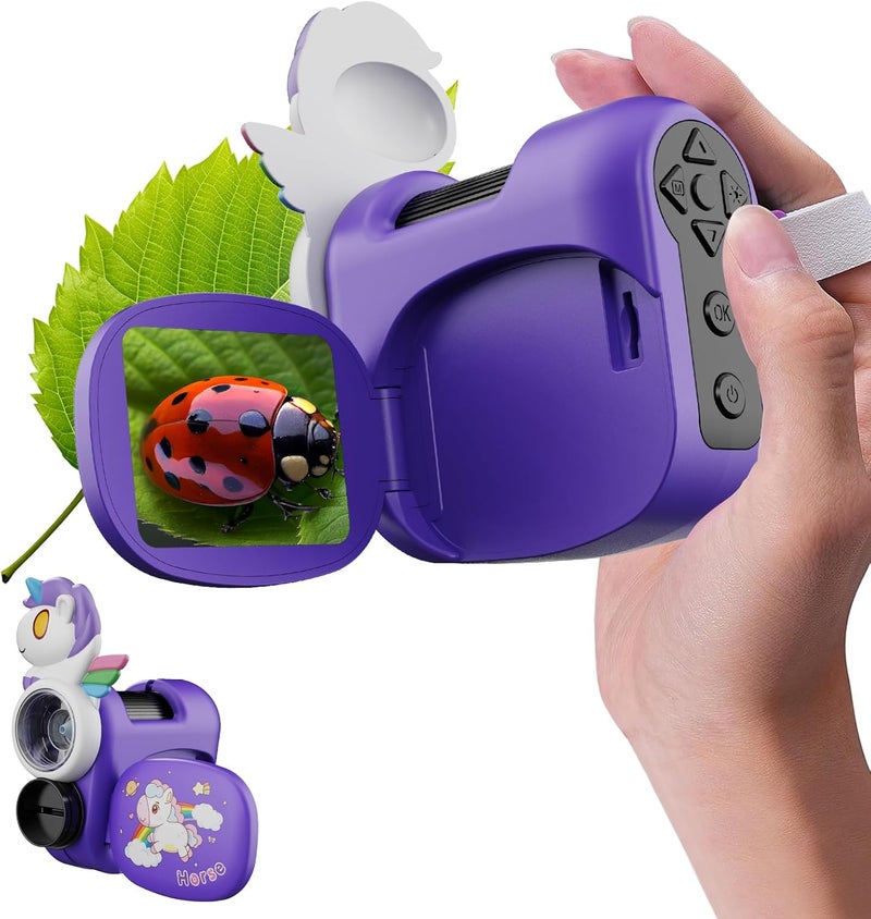 WSDMIC 1600X Handheld Microscope for Kids 2" IPS Screen Kit Mini Pocket Digital Microscopes STEM Science with Slides Photo Video Rechargeable Portable Scope Gift for Ages 6-12 (Purple) - Image 1